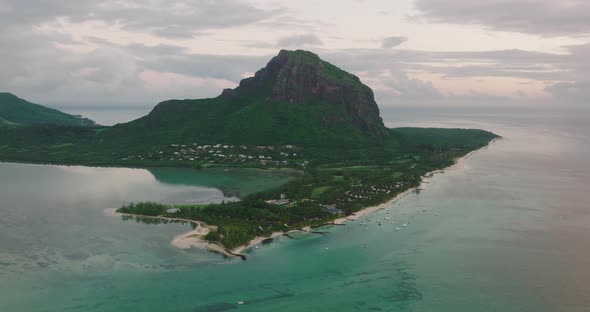 Aerial Drone Video of Tropical Paradise Exotic Island Bay Covered in Limestone Trees with Emerald