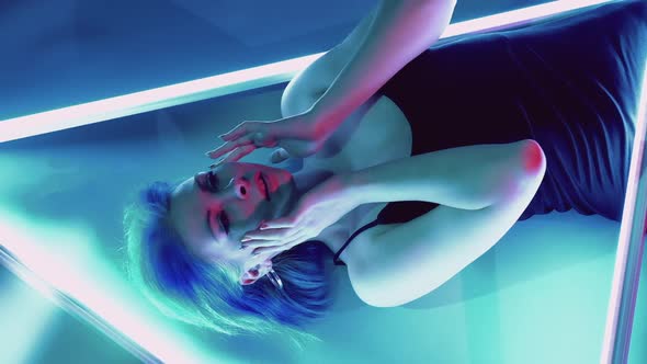 Neon Model Sensual Woman Attractive Face Led Light
