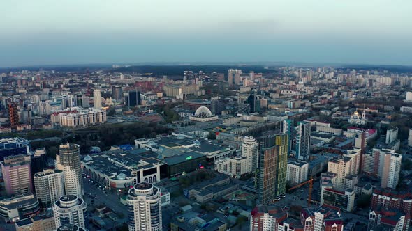 View of the City at Sunset in Summer