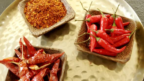 Various spices in plate 4k