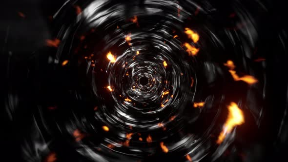 Abstract Fire Flake Particles Tornado Tunnel Effect 4K 01