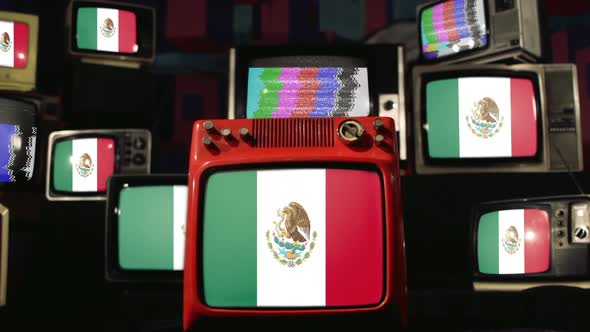 Mexican flags and Vintage Televisions.