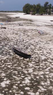 Tanzania  Vertical Video of Low Tide in the Ocean Near the Coast of Zanzibar Slow Motion