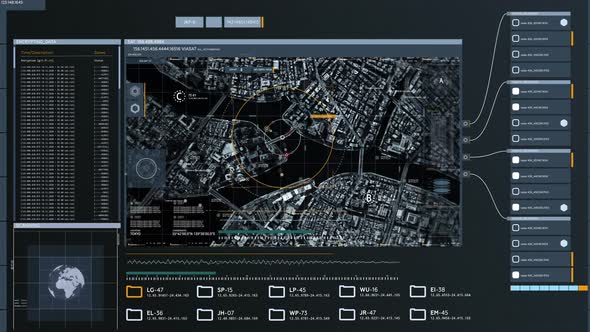 High Tech Location Scan System Gathering Intelligence On Modern City For Mission alt