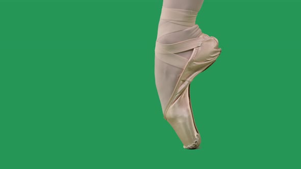 Pointe Shoes Professional Ballet Shoes on Green Screen