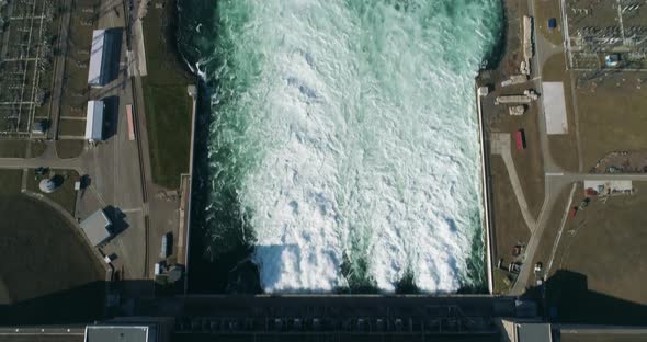 Aerial Drone Footage, Giant Irkutsk Dam on Angara River.