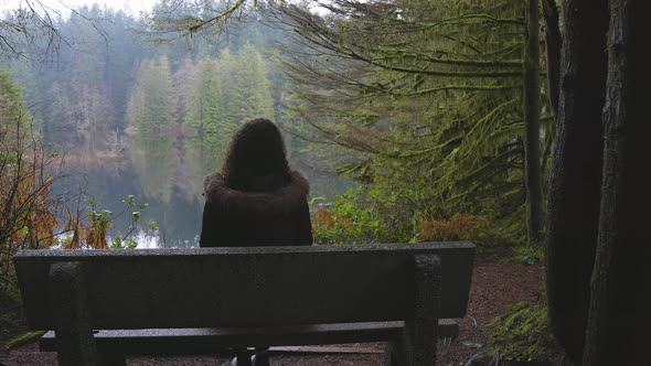 Girl Walking in the Canadian Rain Forest