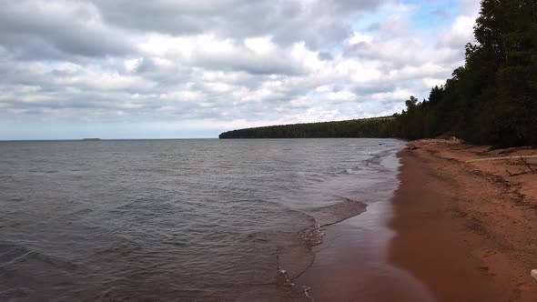 Apostole island national lake shore, thomas beach, calm waves, wisconsin, usa