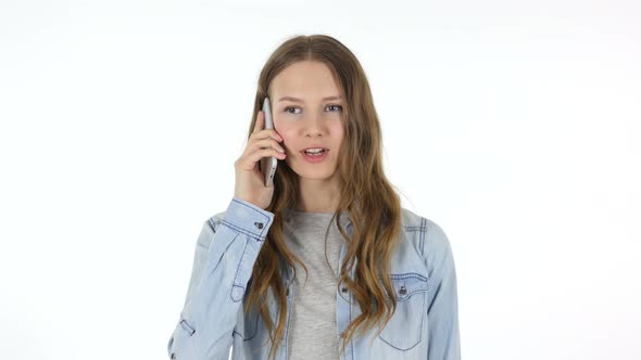 Searching Gesture by Woman, White Background