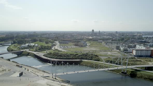 The City and Bridge of Dunkirk in France from the Air