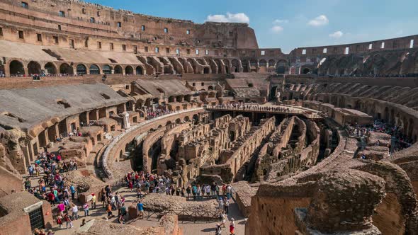 Time Lapse of Tourist in Rome Colosseum in Italy