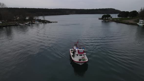 Aerial White Boat