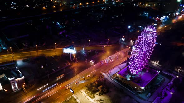 Ferris Wheel Removed From Aerial Photography at Night