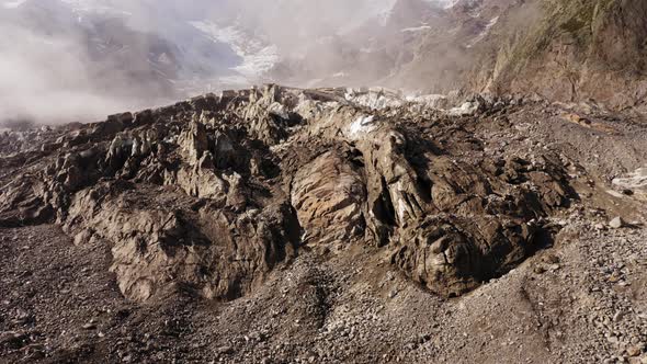 Aerial View of Belvedere Glacier in a Sunny Summer Day