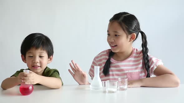 Asian Children Play Science Experiments