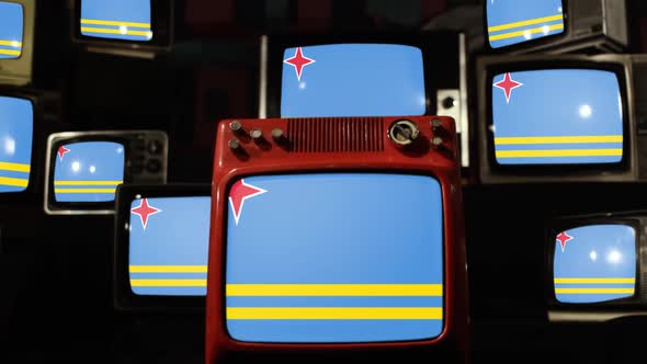 Flag of Aruba and Retro TVs.