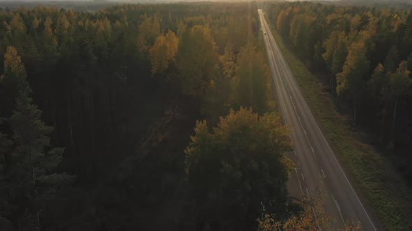 An Aerial Shot of the Long Road in Finland