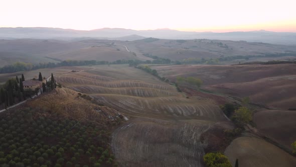 Val d'Orcia Countryside Tuscany Aerial View