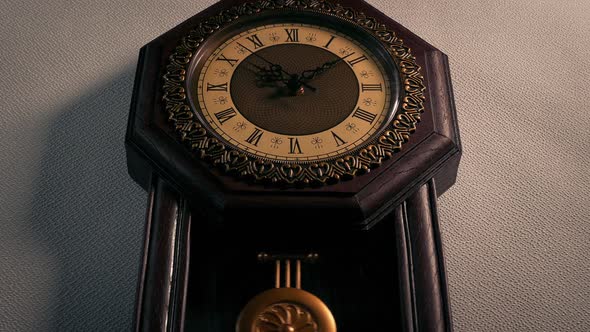 Vintage Clock On The Wall Low Angle