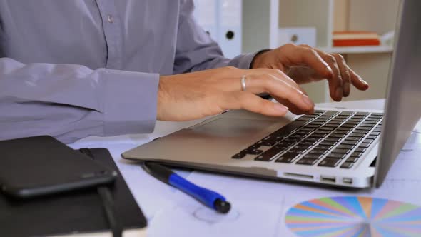 Details Employee Hands Typing on Keyboard