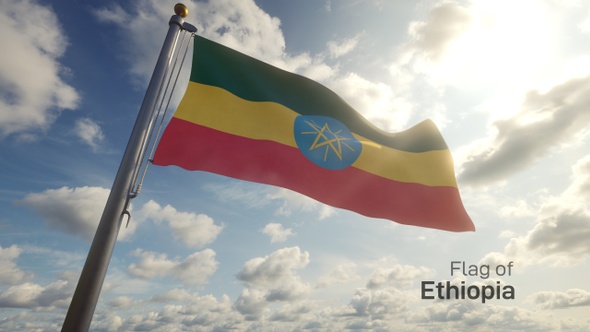 Ethiopia Flag on a Flagpole