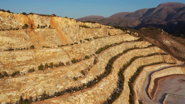 Aerial View of a Gypsum Quarry Mine on the Coast of Crete, Greece