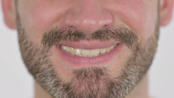 Close Up of Smiling Mouth of Middle Aged Man