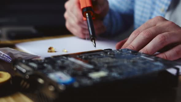 Repairing a Microcircuit Smoke From Soldering Iron