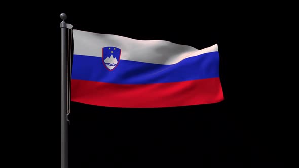 Slovenia Flag On Flagpole With Alpha Channel