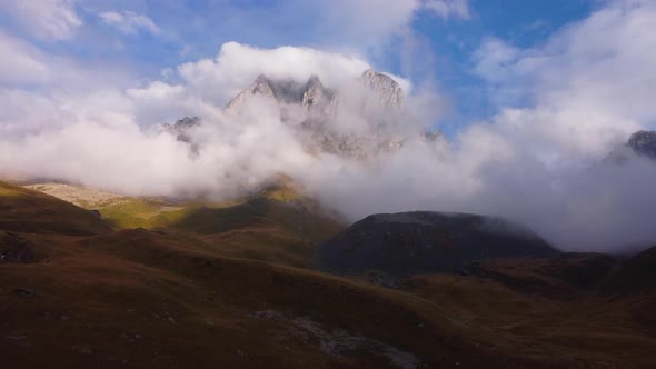 Rocky Peak In The Fog Aerial