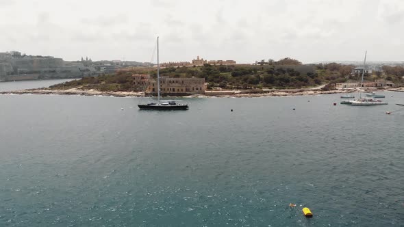 Manoel Island Coast line from the Tign Seafront in Sliema city in Malta