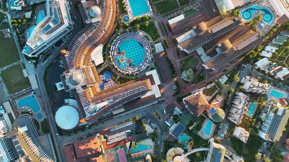 Infrastructure of hotels aerial view 4 K Turkey Alanya Avsallar