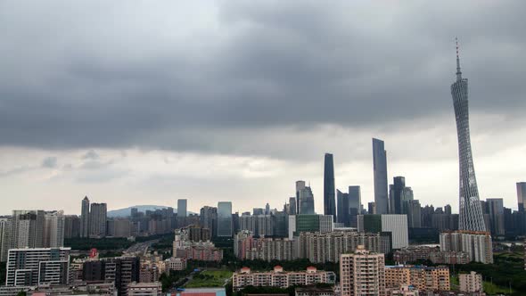 Guangzhou Buildings By TV Canton Tower in China Timelapse