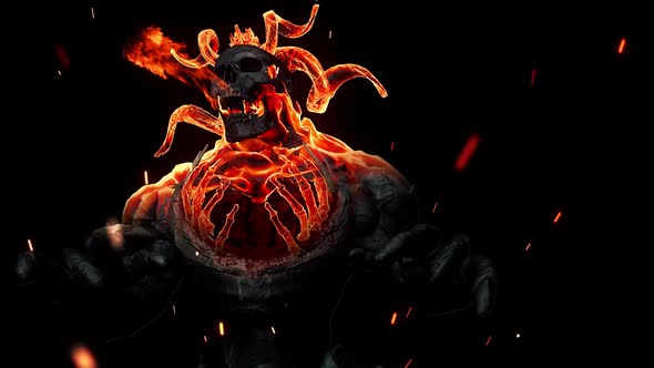 Halloween visual of Demon spitting in fire