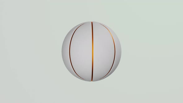 Classic basketball ball rotates on white background.