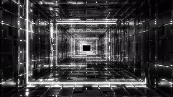 White Neon Lights Tunnel 4K alt