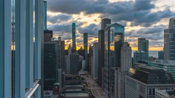 Chicago Riverwalk Sunrise Time Lapse