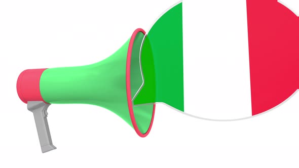 Loudspeaker and Flag of Italy on the Speech Bubble