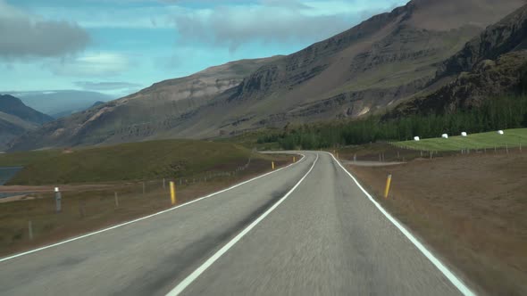 Car Driving on the Road To Iceland