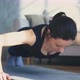 Athletic Woman Does Push Ups Near Sofa in Living Room - VideoHive Item for Sale