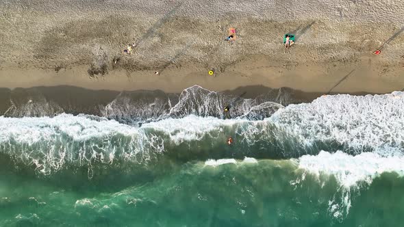 Azure texture of the sea aerial view 4 K Turkey Alanya