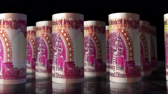 Iraq Dinar money banknotes rolls seamless loop