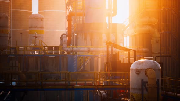 Refinery Factory with Oil Storage Tanks alt