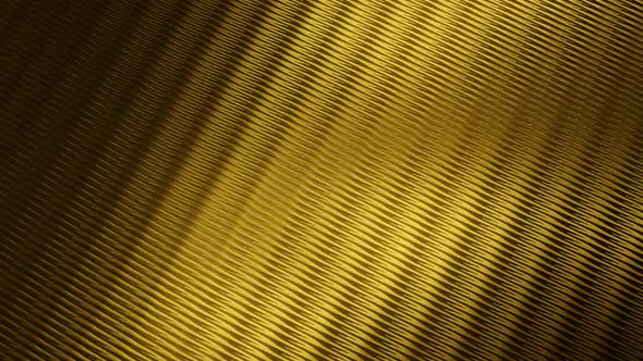 3d Golden Metal Moving Background with Corrugated Surface
