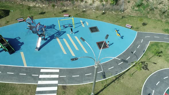 Drone Image of Children in The Park