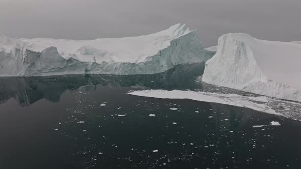 Drone Over Sea And Ice Of Ilulissat Icefjord