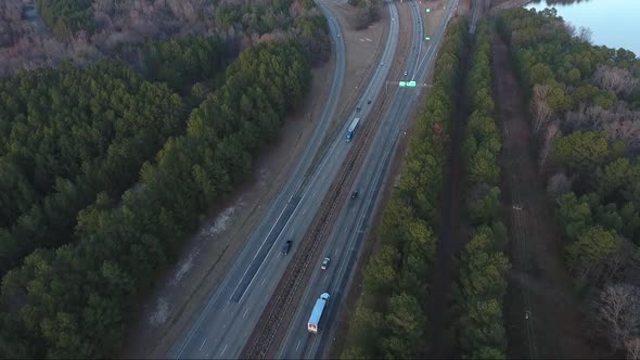 highway drone shot