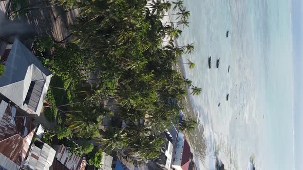 Tanzania  Aerial View of Houses Near the Coast of Zanzibar Vertical Video