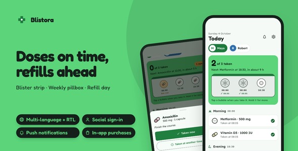 Blistora | Flutter Medication Reminder and Refill Tracker App With Laravel Cloud Backup