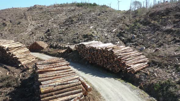 Timber Stacks Aerial at Bonny Glen in County Donegal - Ireland